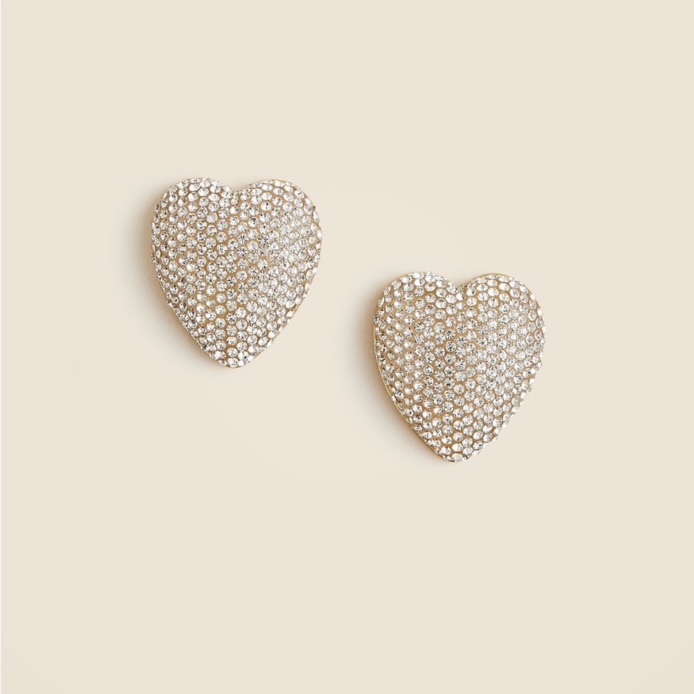 J. Crew Pave-Encrusted Heart Stud Earrings